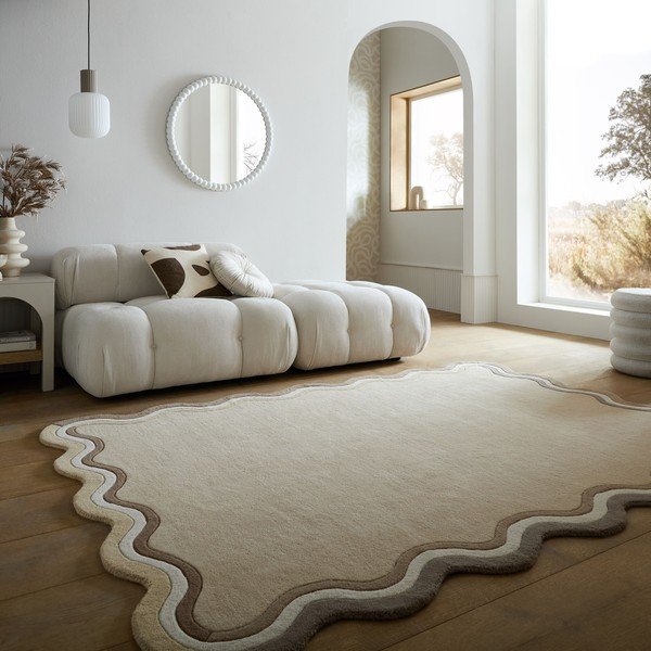 Ručno rađen vunen tepih u prirodnoj boji 160x230 cm Leo Scallop – Flair Rugs-image-1