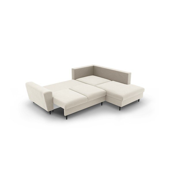 Bež baršunasti sklopiva/s prostorom za odlaganje kutna garnitura (s desnim kutom/u obliku slova L) Kyoto – Cosmopolitan Design-image-4