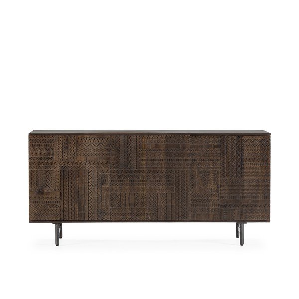 Tamno smeđa komoda od masivnog manga 160x75x40 cm Kalai – MOME