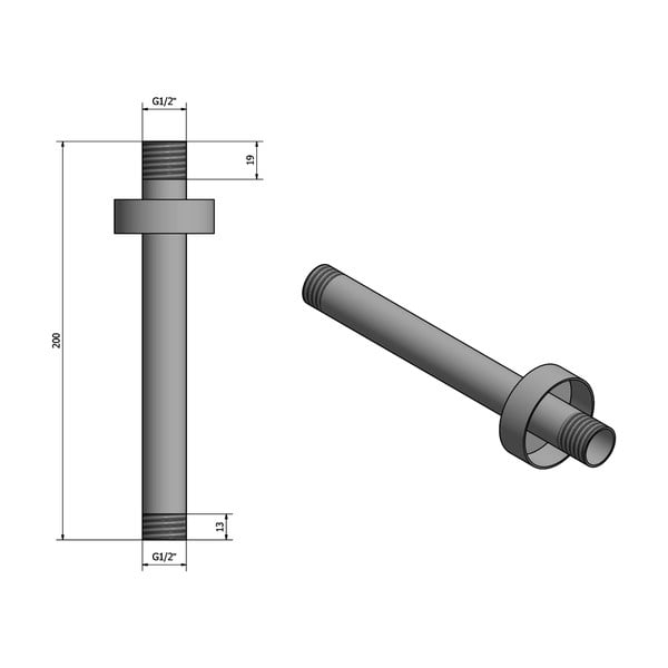 Mat crni mjedeni priključni dio za tuš – Sapho-image-1