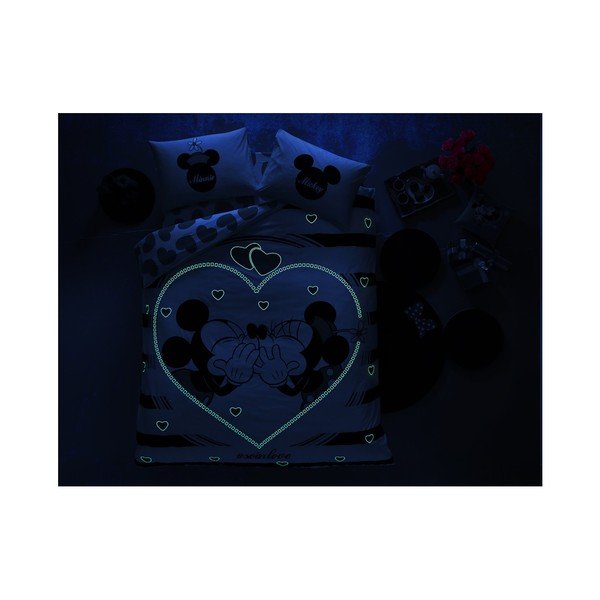 Tac Mickey &amp; Minnie Amour pamučna posteljina za bračni krevet, 200 x 220 cm-image-1