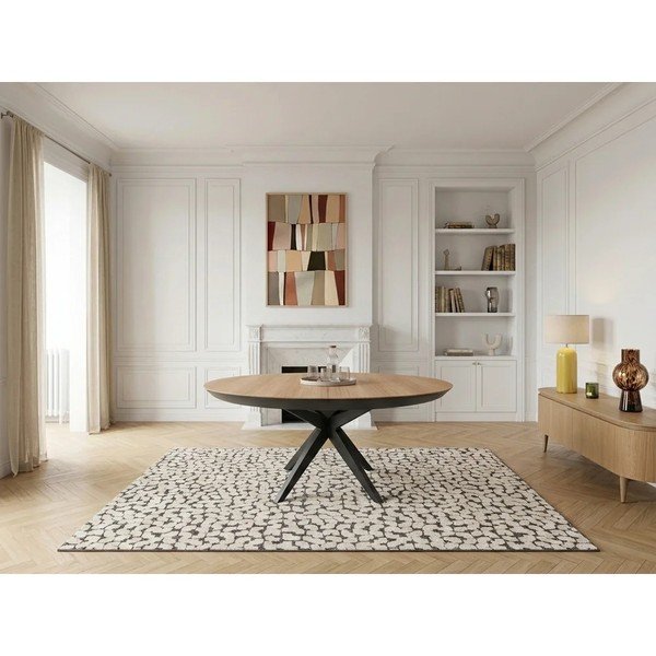 Okrugao proširiv blagovaonski stol s dodatnom pločom s pločom stola u dekoru hrasta ø 127 cm Judith – Bobochic Paris-image-3