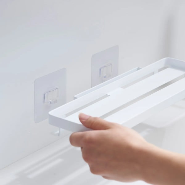 Mat bijela željezna kupaonska polica s postavljanjem bez bušenja Film Hook – YAMAZAKI-image-3