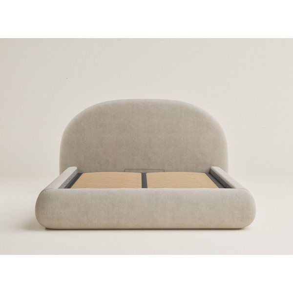 Bež tapecirani bračni krevet s prostorom za odlaganje s podnicom 160x200 cm Maumere – Maison de Rêve-image-2