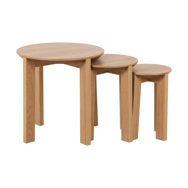 Okrugli pomoćni stolići u kompletu od 3 komada u dekoru hrasta, ø 50 cm Maxime - Actona-image-3