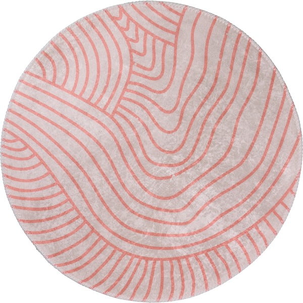 Svijetlo ružičasti/krem perivi okrugli tepih ø 120 cm Yuvarlak – Vitaus