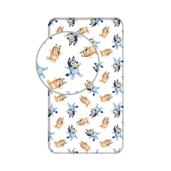 Bijela pamučna dječja plahta s gumom za krevet za jednu osobu 90x200 cm Bluey – Jerry Fabrics