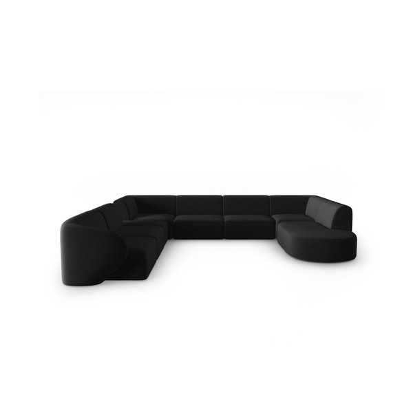 Crna baršunasti kutna garnitura (s lijevim kutom/u obliku slova "U") Paolo – Milo Casa