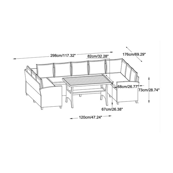 Bež vrtna garnitura za 9 osoba Ventura – Unique Furniture-image-4