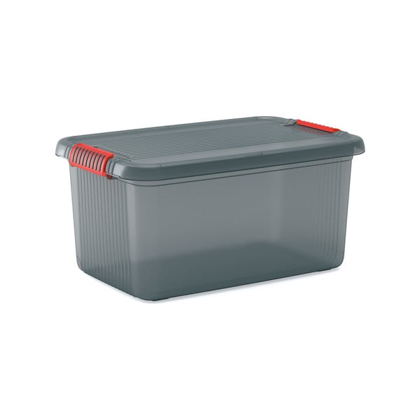 Siva plastična kutija za pohranu s poklopcem 59x39x28 cm K Latch Box – KIS