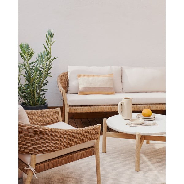 Krem/u prirodnoj boji vrtna garnitura od masivnog eukaliptusa za 4 osobe Pola – Kave Home-image-1