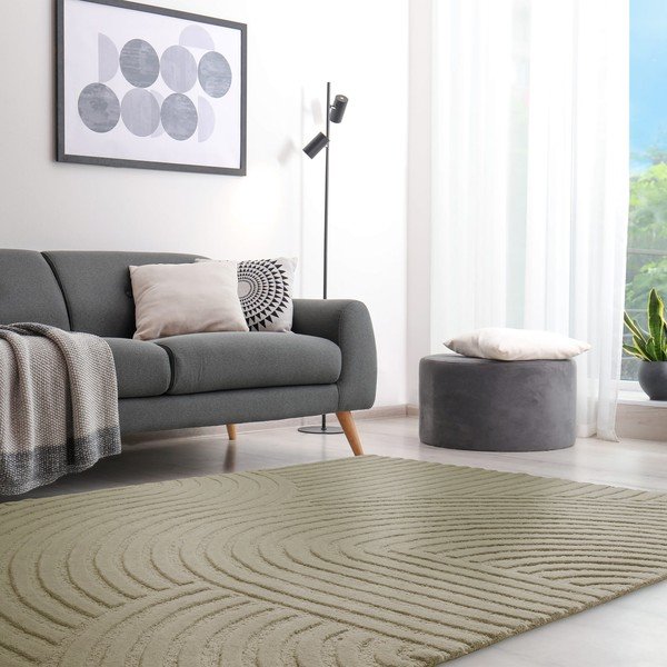 Kaki zeleni vuneni tepih 160x230 cm Hague – Asiatic Carpets-image-1