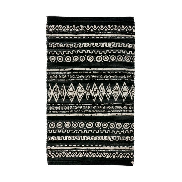Crno bijeli pamučni tepih Webtappeti Ethnic, 55 x 140 cm