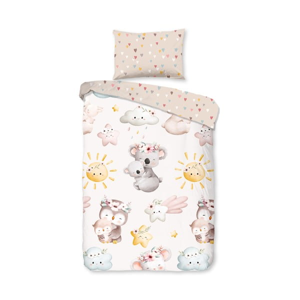 Smeđa/bež pamučna dječja posteljina za dječji krevetić 100x135 cm Hugs – Good Morning