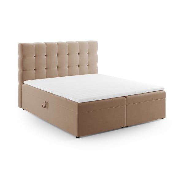 Svjetlo smeđi boxspring krevet s prostorom za pohranu 180x200 cm Bali – Cosmopolitan Design