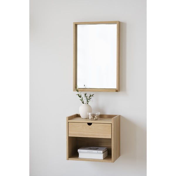 Viseći/s policama noćni ormarić od punog hrasta u prirodnoj boji Hillmond – Rowico-image-1