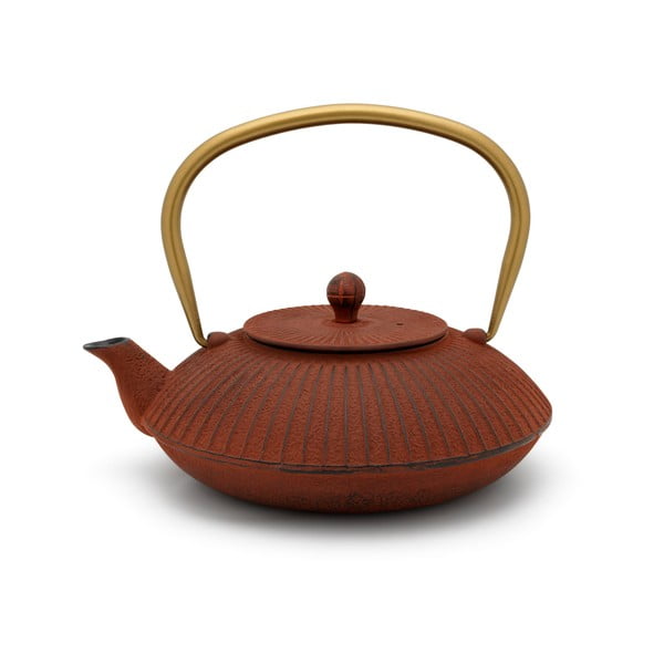 Svijetlo crveni čajnik od lijevanog željeza 1,1 l Linhai – Bredemeijer