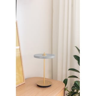 Svijetlo siva LED stolna lampa s mogućnosti zatamnjivanja s metalnim sjenilom (visina 31 cm) Asteria Move – UMAGE