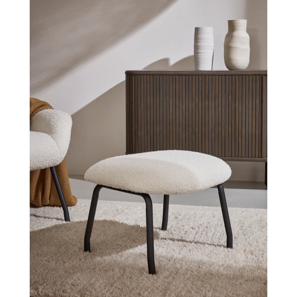 Krem tabure od bouclé tkanine Belina – Kave Home-image-4