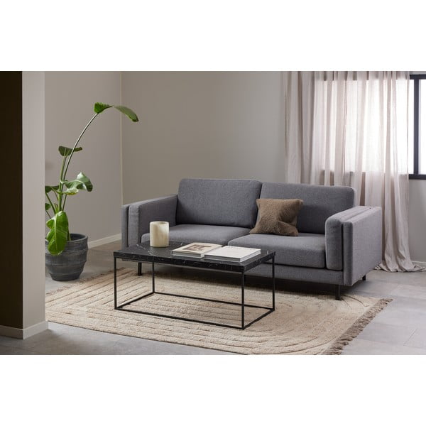 Crni stolić za kavu s pločom stola u mramornom dekoru 55x110 cm Barossa – Actona-image-1