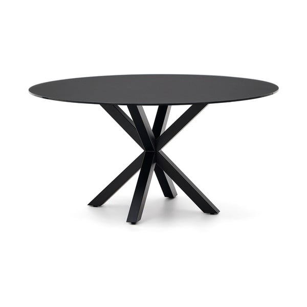Crni okrugli blagovaonski stol sa staklenom pločom stola ø 150 cm Argo – Kave Home