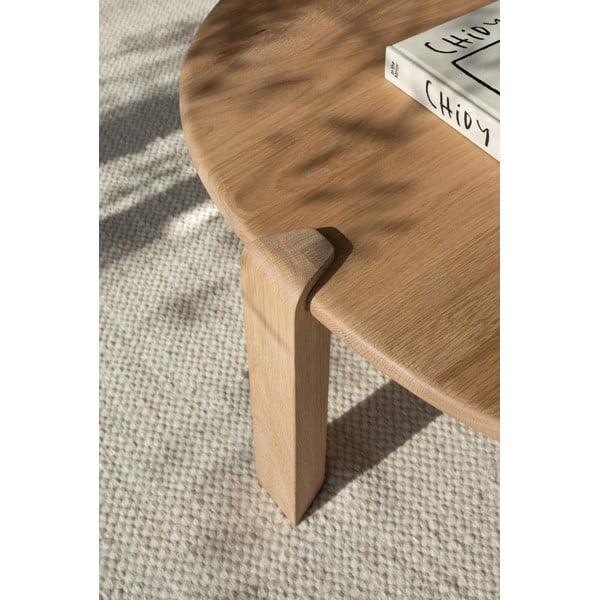 Stolić za kavu od punog hrasta u prirodnoj boji 100x180 cm Kulin – Gazzda-image-2