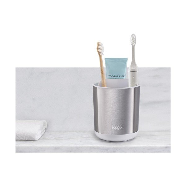 Čaša za četkice za zube od nehrđajućeg čelika u srebrnoj boji Duo Steel – Joseph Joseph-image-4