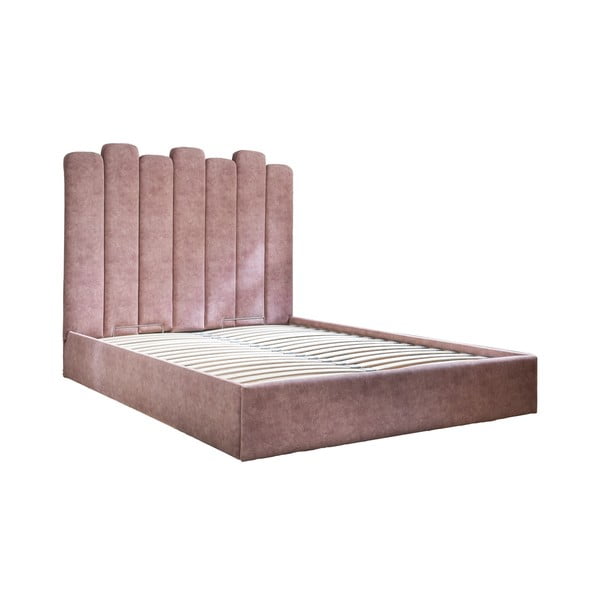 Ružičasti tapecirani bračni krevet s prostorom za pohranu s podnicom 180x200 cm Dreamy Aurora - Miuform