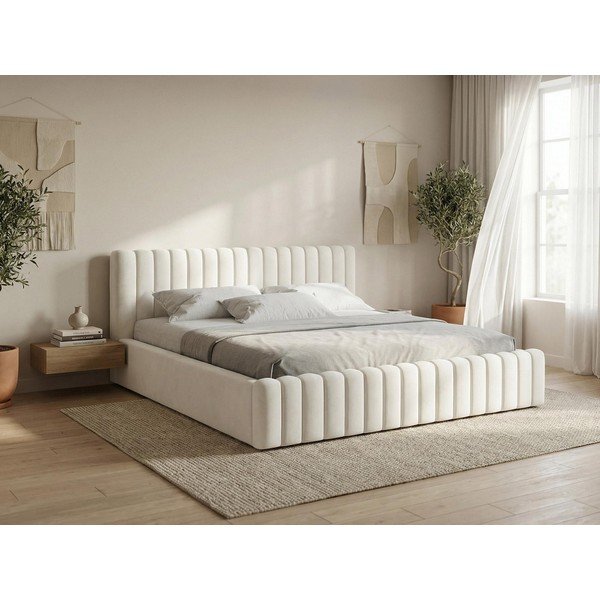 Tamno zeleni tapecirani bračni krevet s prostorom za odlaganje s podnicom 140x200 cm Lemi – Makamii-image-1