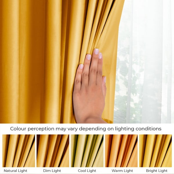 Žuta  zavjesa za djelomično zamračenje od samta 140x245 cm Eyelets – Restilo-image-4