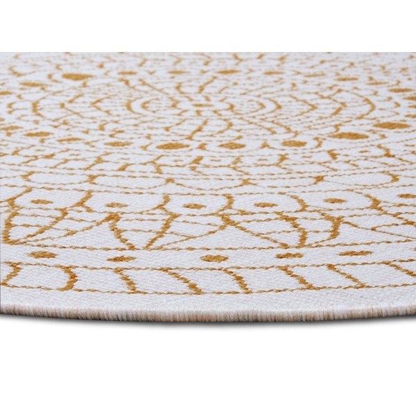 Oker žuti/bijeli okrugli vanjski tepih ø 140 cm Porto – NORTHRUGS-image-3