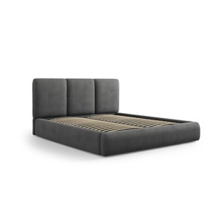 Sivi tapecirani bračni krevet s prostorom za pohranu s podnicom 180x200 cm Brody – Mazzini Beds