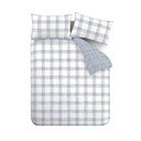 Bijela/plava pamučna posteljina za bračni krevet 200x200 cm Marlow Check – Bianca