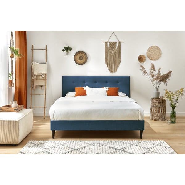 Plavi bračni krevet Bobochic Paris Rory Dark, 160 x 200 cm-image-4