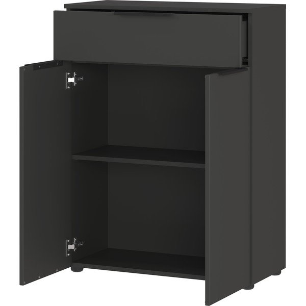 Antracitno sivi visok/zidni kupaonski ormarić 71x95 cm Crandon – Germania-image-3