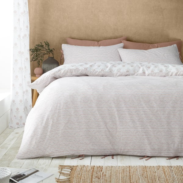 Bijela posteljina za bračni krevet 200x200 cm Woodblock Floral – Pineapple Elephant-image-2