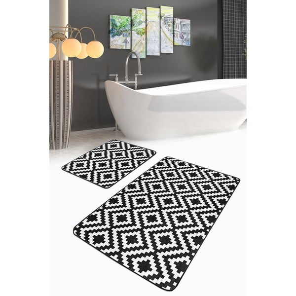 Bijele/crne kupaonske prostirke u setu 2 kom 60x100 cm – Mila Home-image-2