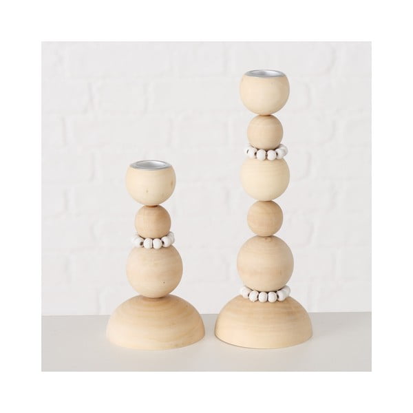Set od 2 drvena svijećnjaka Boltze Beads