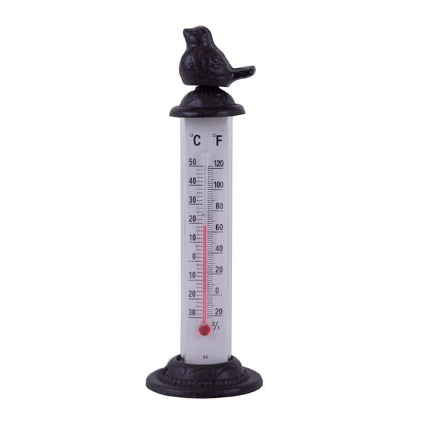 Termometar od lijevanog željeza s motivom ptice Esschert Design, visina 22 cm