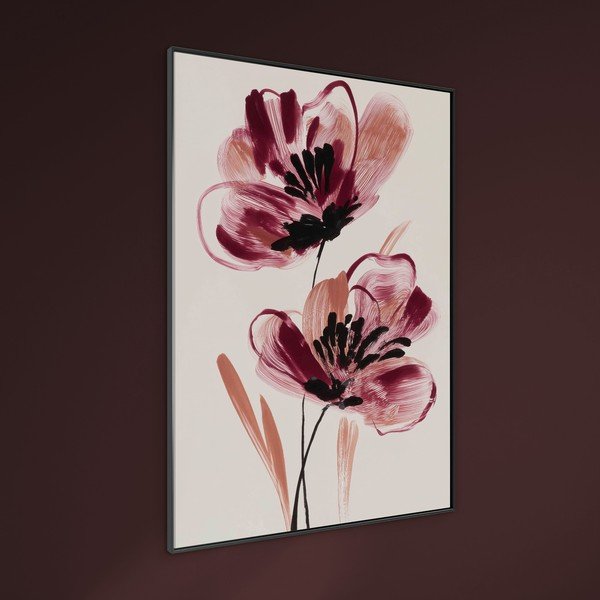 Tiskana slika s okvirom/na platnu 70x100 cm Burgundy Blooms – Styler-image-1