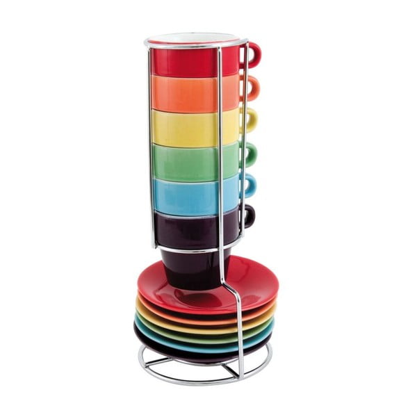 Set od 6 šalica s tanjurićem i Espresso Rainbow stalkom-image-3