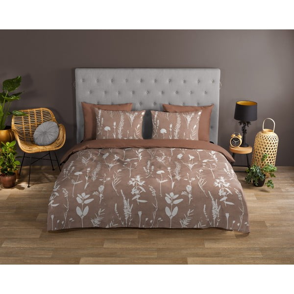 Smeđa pamučna posteljina za krevet za jednu osobu/za produženi krevet 140x220 cm Rav – Good Morning-image-1