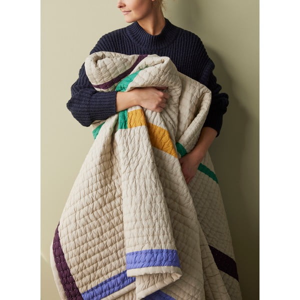 Bež pamučni prekrivač za bračni krevet 260x260 cm Twist - Hübsch-image-3