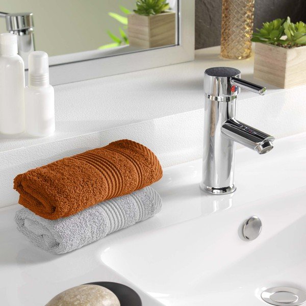 Pamučan ručnik od frotira boje terakote 30x50 cm Tendresse – douceur d'intérieur-image-1