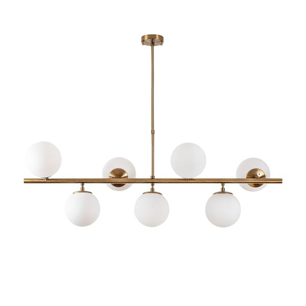 Bijela/mjedena viseća svjetiljka sa staklenim sjenilom Fazli – Opviq lights