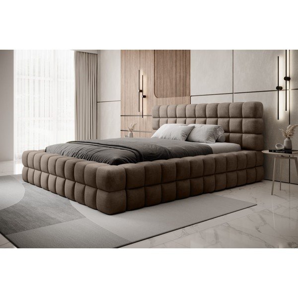 Svjetlo smeđi tapecirani bračni krevet s prostorom za odlaganje s podnicom 160x200 cm Dizzle – ELTAP-image-4