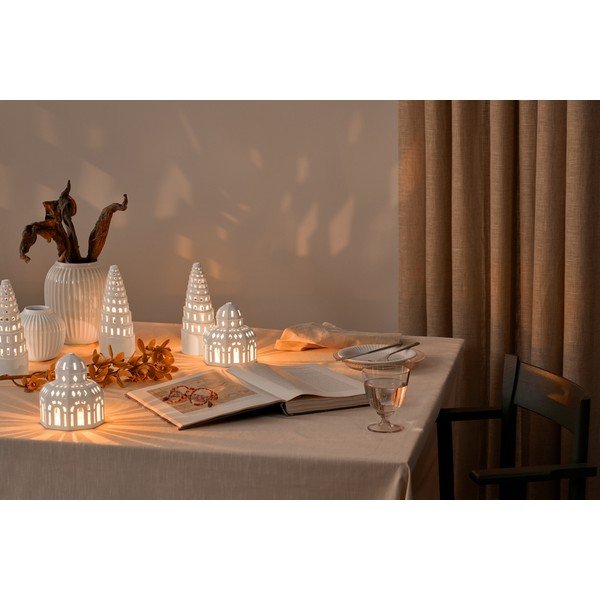 Bijeli keramički božićni svijećnjak Kähler Design Lighthouse, ø 9 cm-image-1