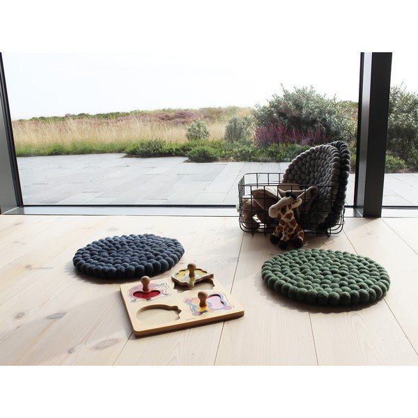 Tamnozeleno dječje sjedalo od vunenih pompona Wooldot Ball Chair Pad, ⌀ 30 cm-image-4