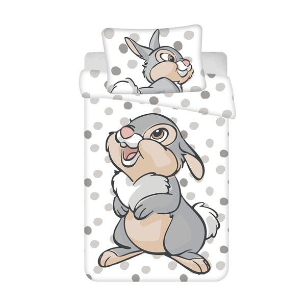 Bijela/siva pamučna dječja posteljina za dječji krevetić 100x135 cm Thumper "Dots" – Jerry Fabrics