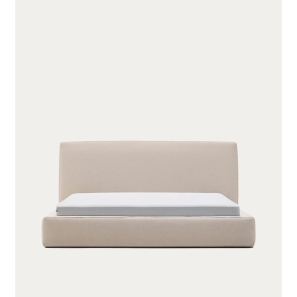 Bež tapecirani krevet bez podnice 90x200 cm Blok – Kave Home-image-3
